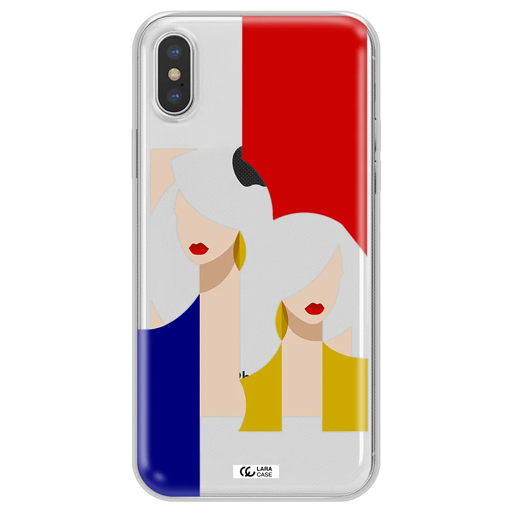 Abstract Two Female Portrait Apple iPhone X Clear TPU Case
