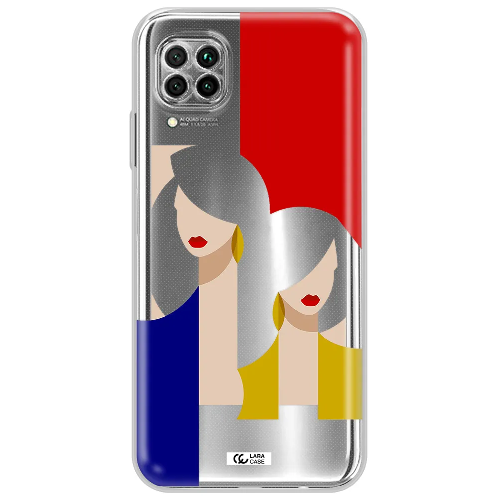 Abstract Two Female Portrait Huawei Nova 7I Clear Tpu Case