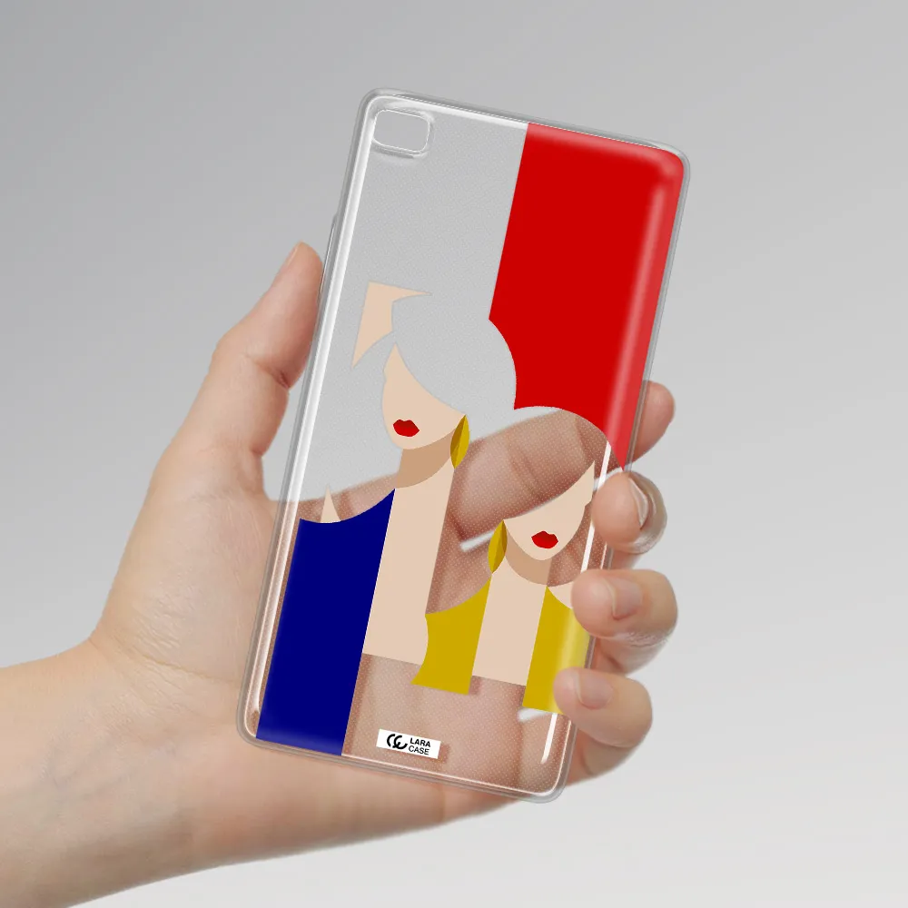 Abstract Two Female Portrait Huawei P8 Clear TPU Case