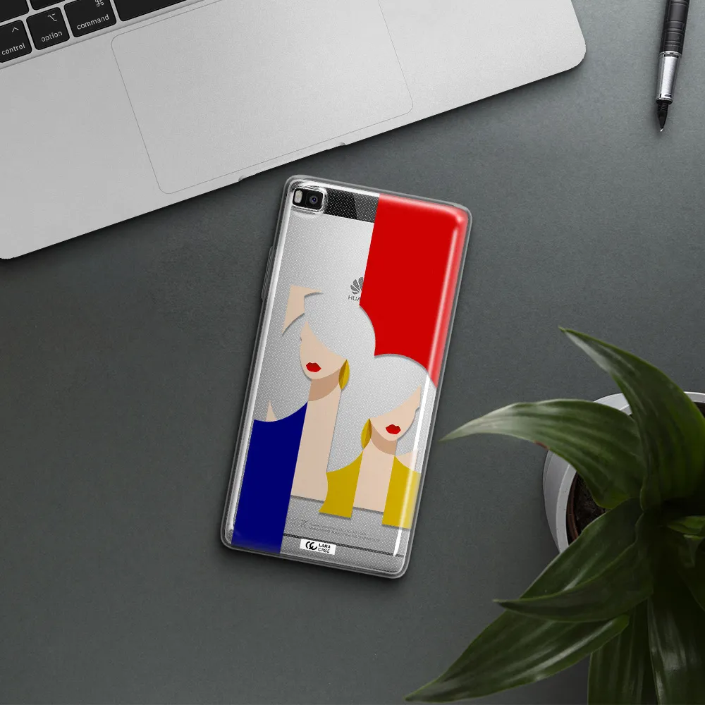 Abstract Two Female Portrait Huawei P8 Clear TPU Case