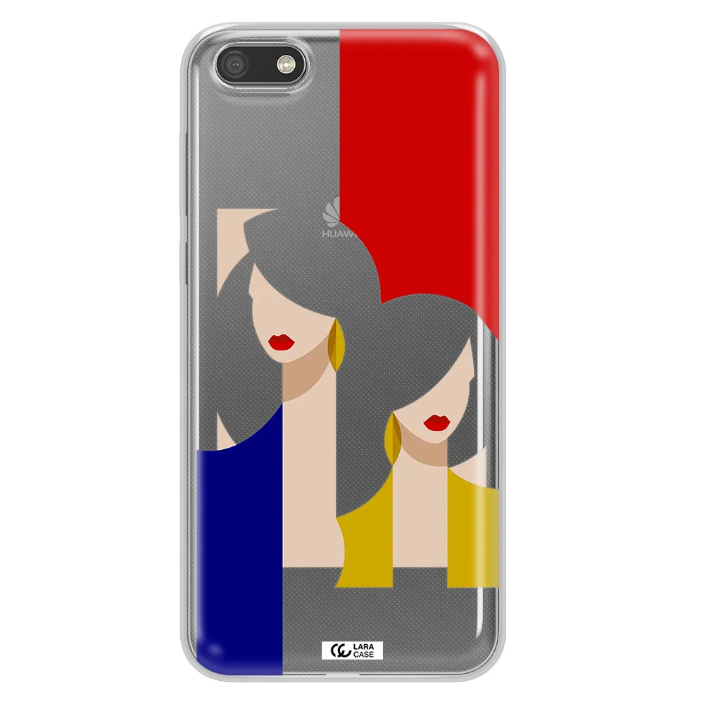 Abstract Two Female Portrait Huawei Y5 2018 Clear TPU Case