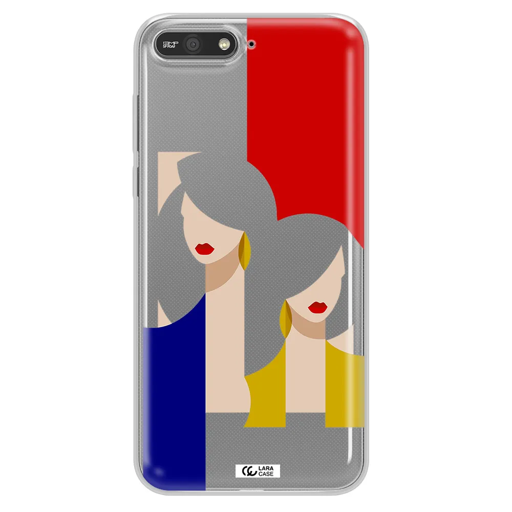 Abstract Two Female Portrait Huawei Y6 2018 Clear TPU Case