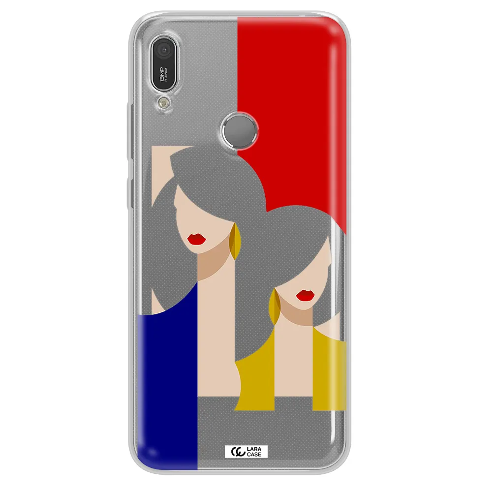 Abstract Two Female Portrait Huawei Y6 2019 Clear TPU Case