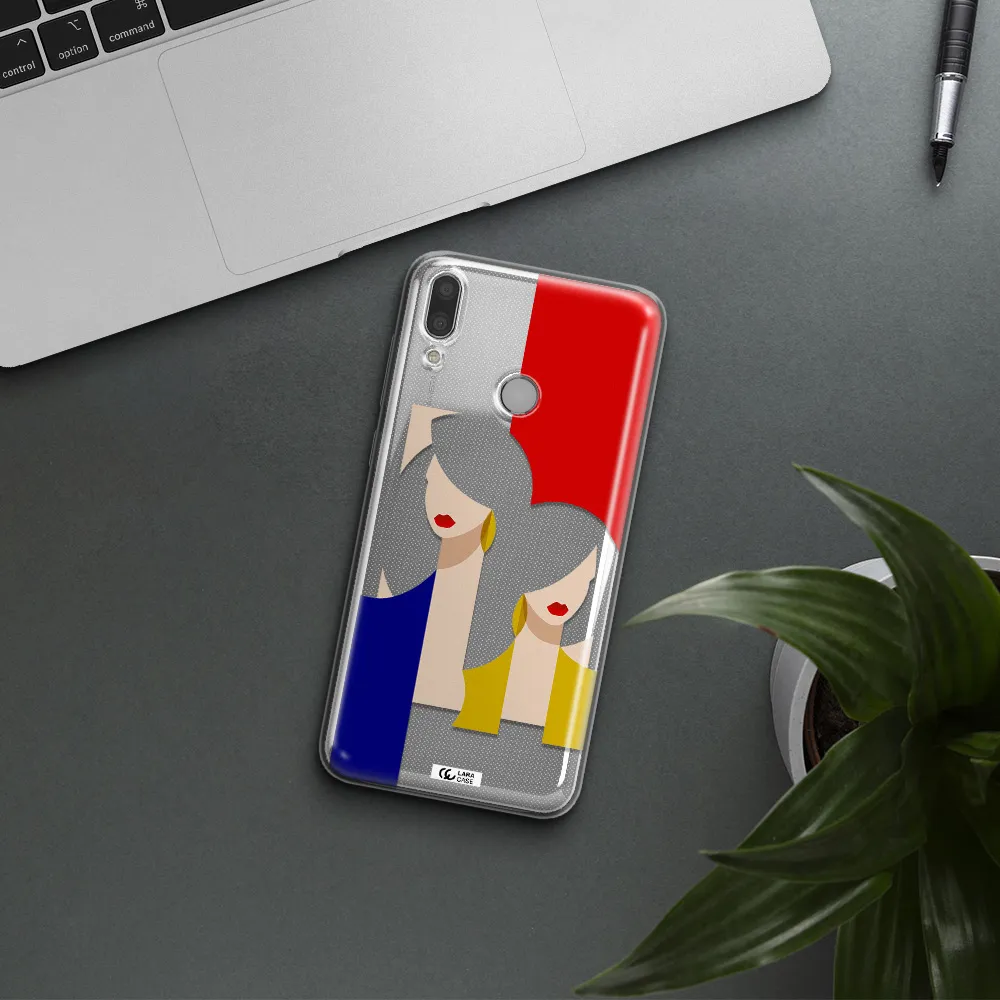 Abstract Two Female Portrait Huawei Y9 2019 Clear TPU Case