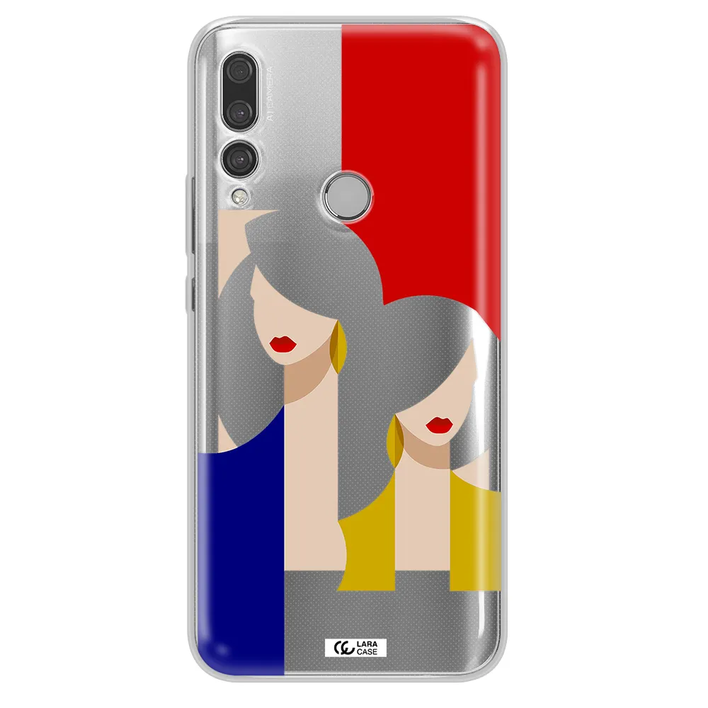 Abstract Two Female Portrait Huawei Y9 Prime 2019 Clear TPU Case