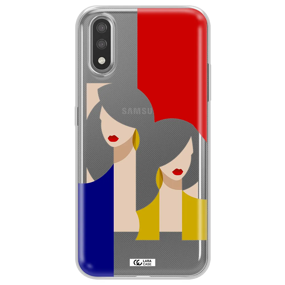 Abstract Two Female Portrait Samsung A01 Clear TPU Case