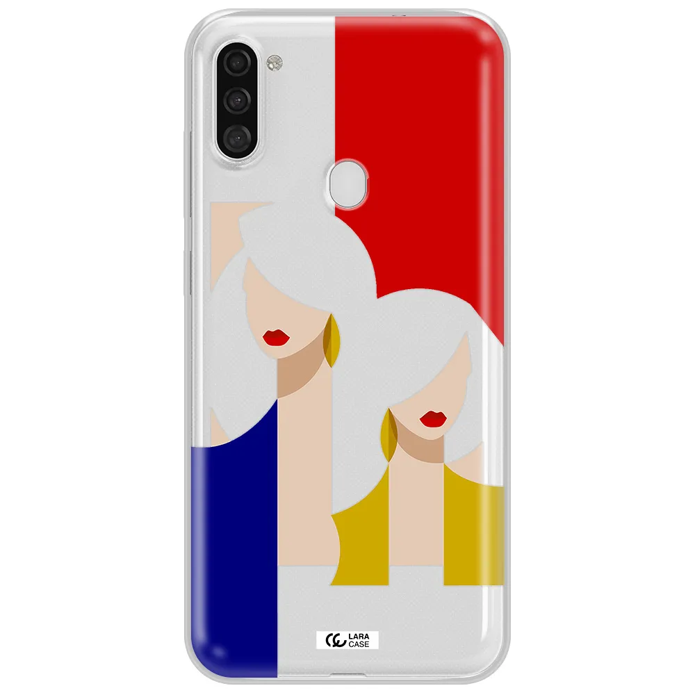 Abstract Two Female Portrait Samsung A11 Clear TPU Case