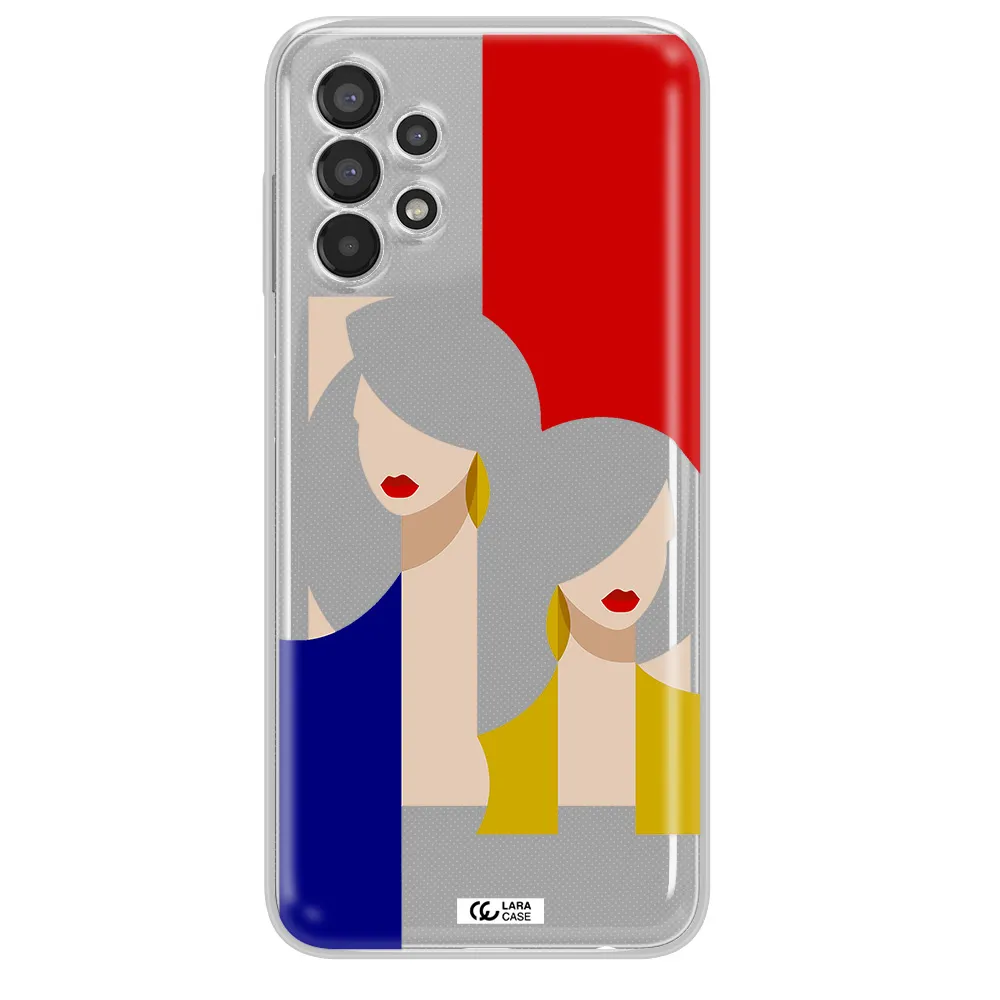 Abstract Two Female Portrait Samsung A13 Clear TPU Case