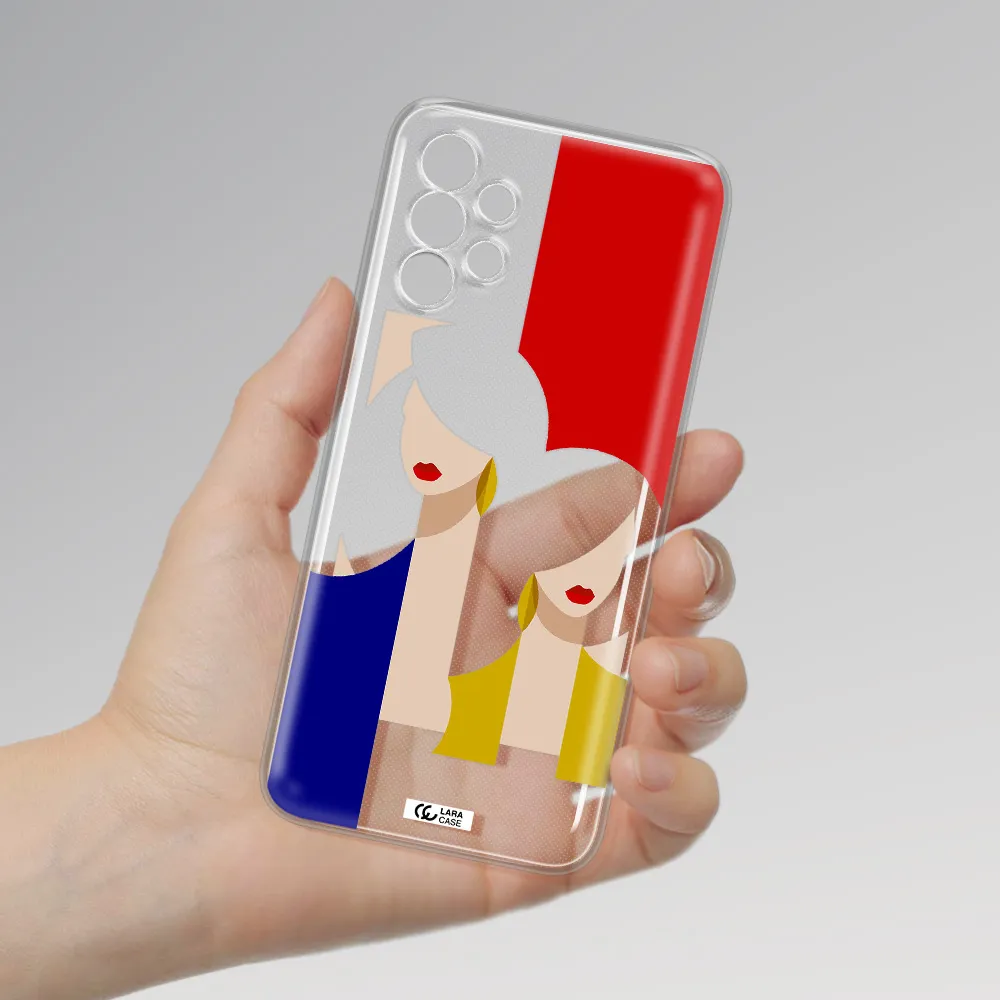 Abstract Two Female Portrait Samsung A13 Clear TPU Case