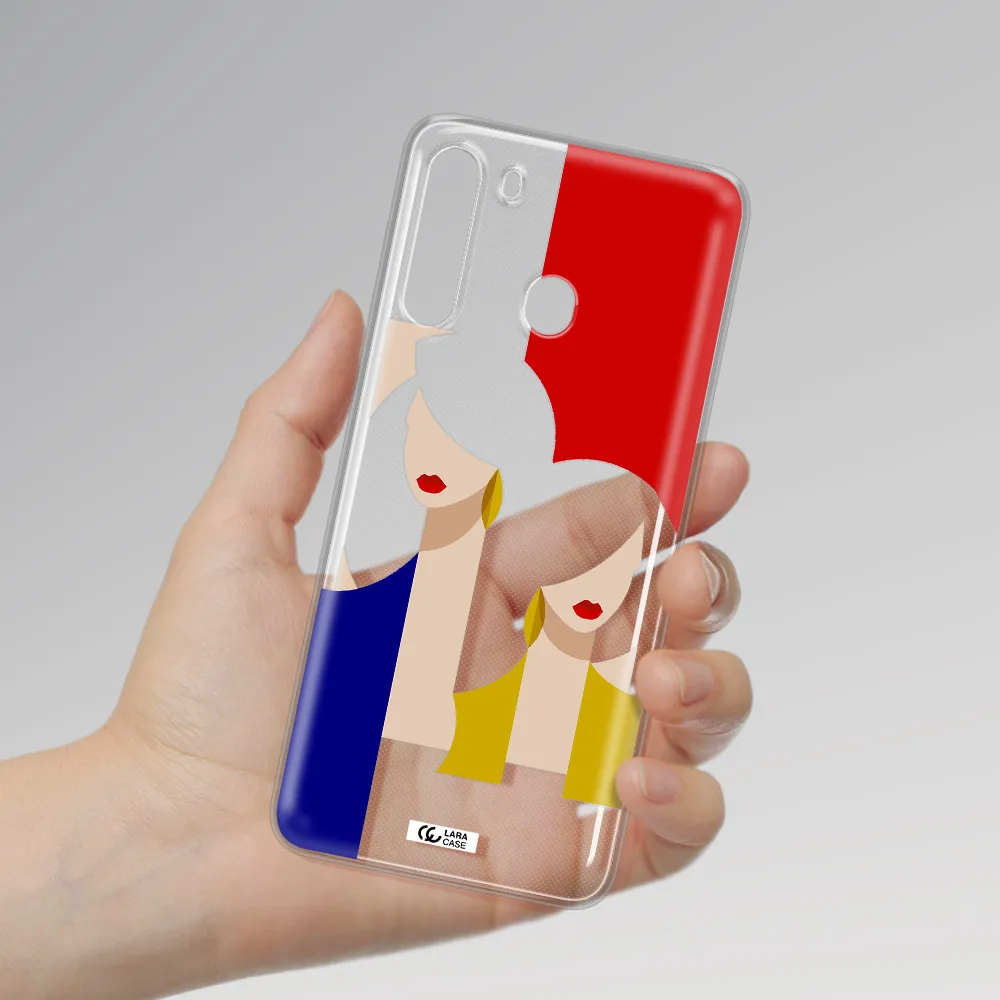 Abstract Two Female Portrait Samsung A21 Clear TPU Case