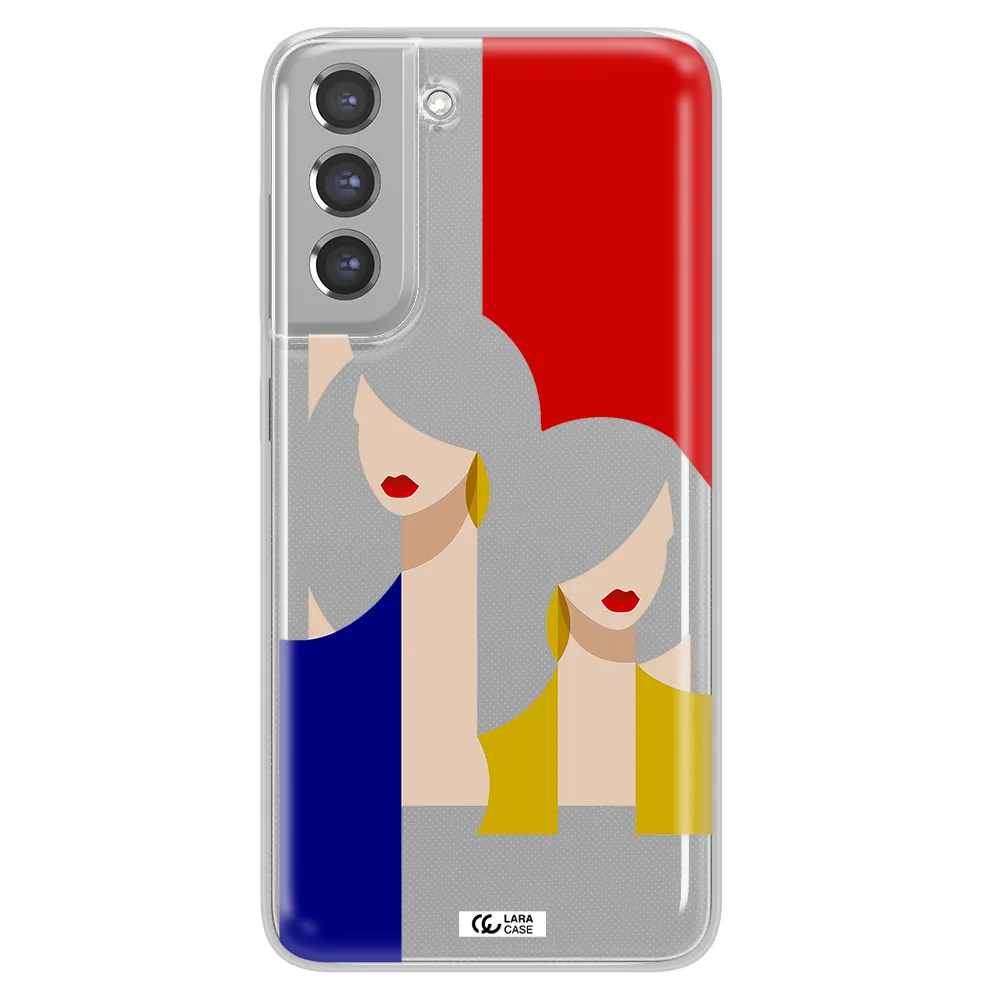 Abstract Two Female Portrait Samsung A21 Fe Clear TPU Case