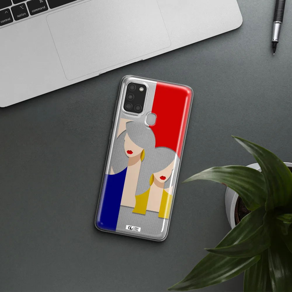 Abstract Two Female Portrait Samsung A21S Clear TPU Case