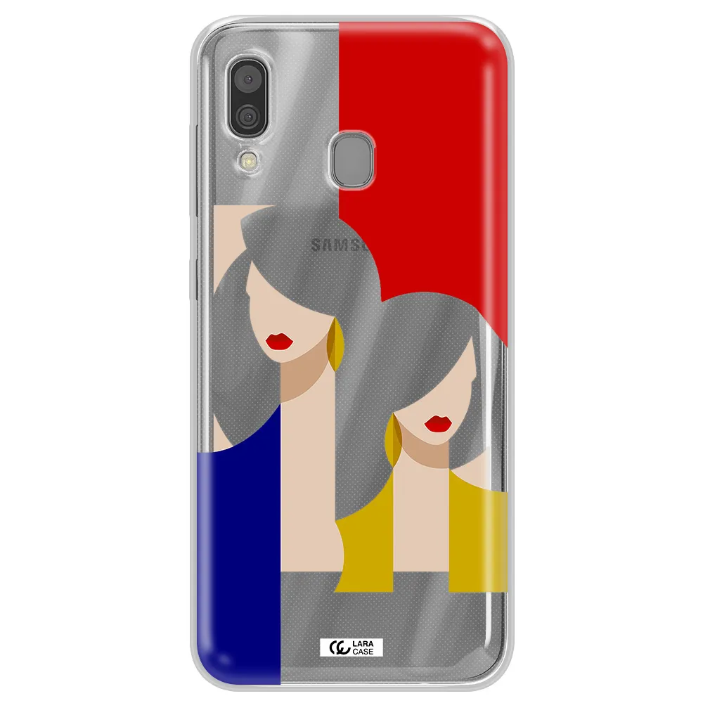 Abstract Two Female Portrait Samsung A30 Clear TPU Case