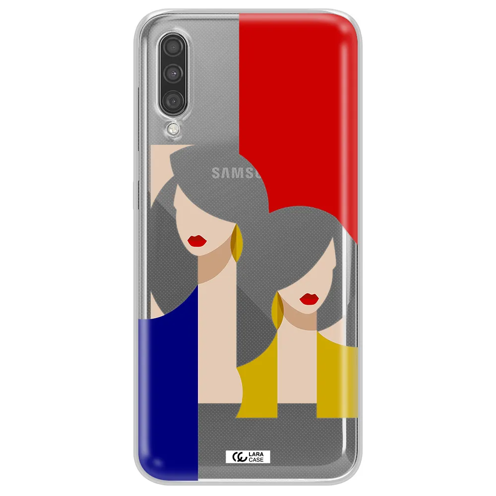 Abstract Two Female Portrait Samsung A30S Clear TPU Case