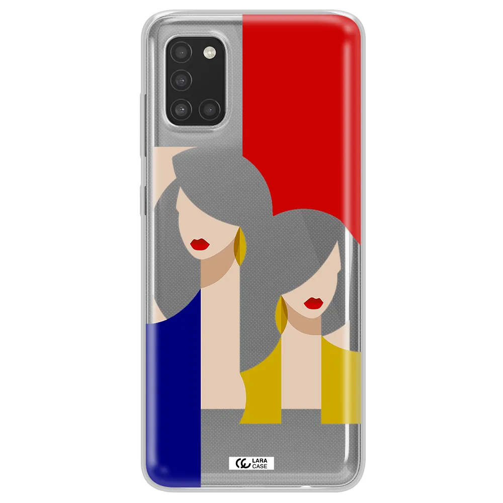 Abstract Two Female Portrait Samsung A31 Clear TPU Case