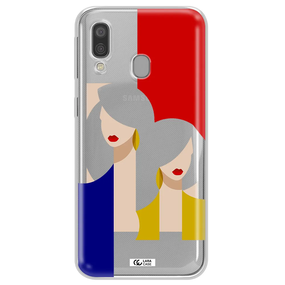 Abstract Two Female Portrait Samsung A40 Clear TPU Case