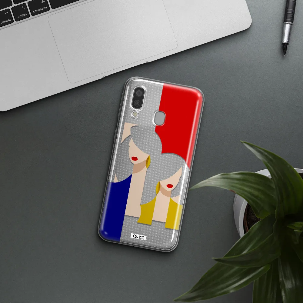 Abstract Two Female Portrait Samsung A40 Clear TPU Case