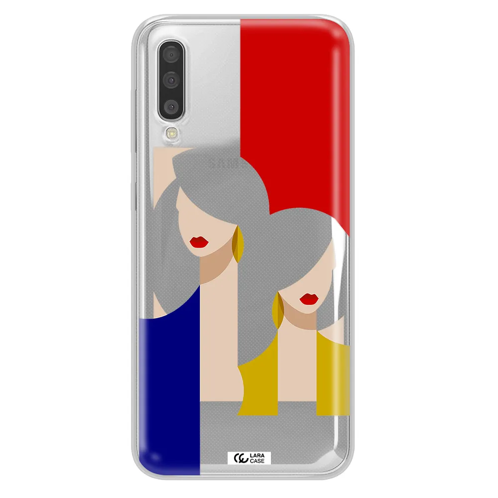 Abstract Two Female Portrait Samsung A50 Clear TPU Case