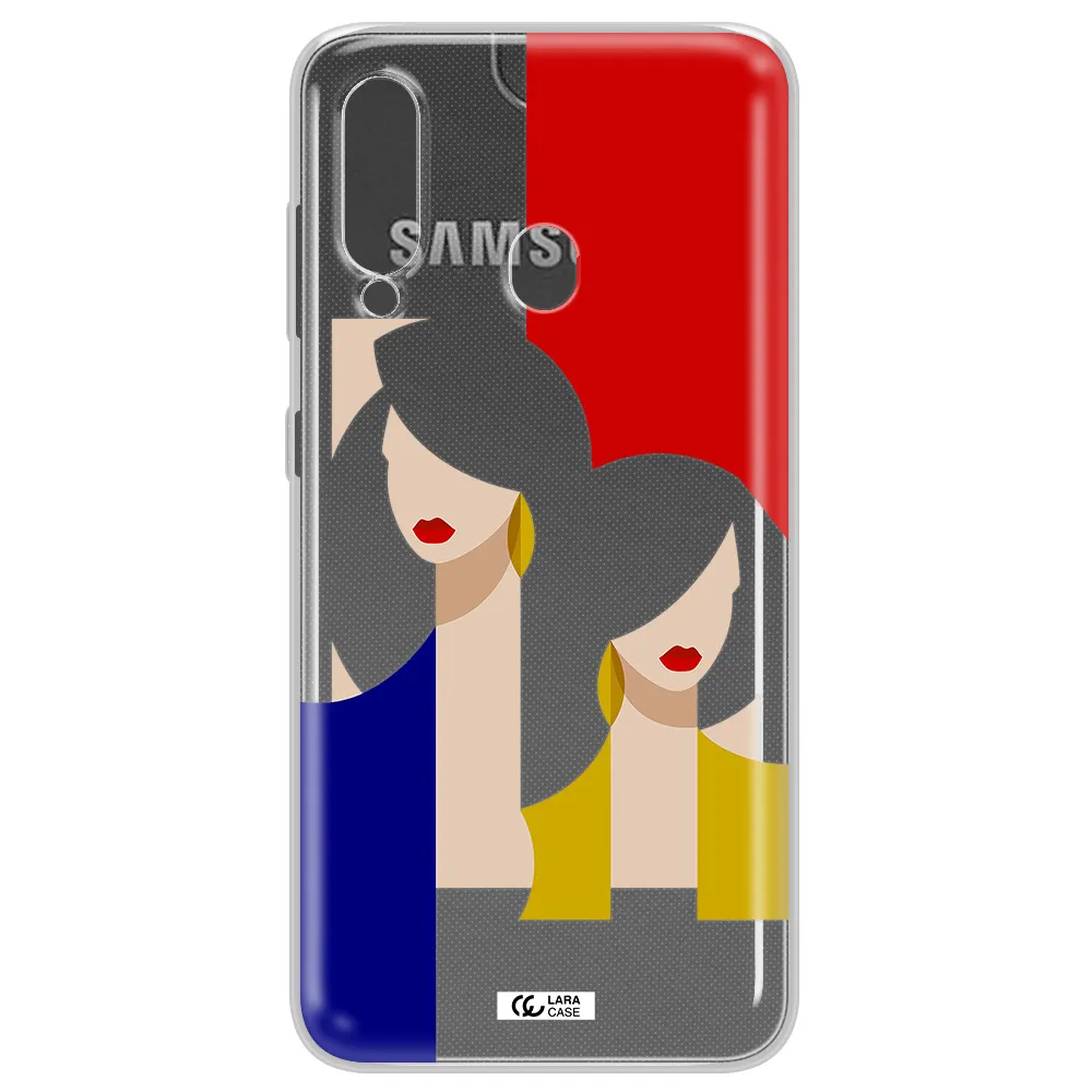 Abstract Two Female Portrait Samsung A60 Clear TPU Case