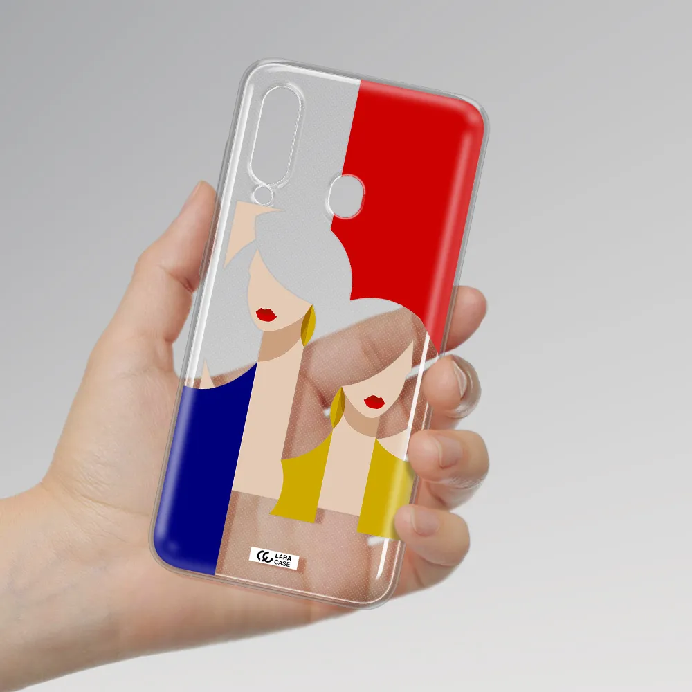 Abstract Two Female Portrait Samsung A60 Clear TPU Case
