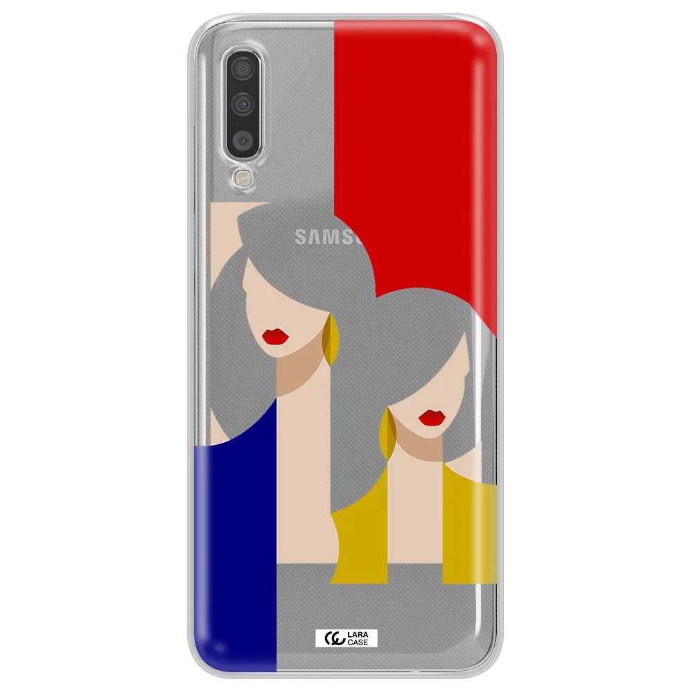 Abstract Two Female Portrait Samsung A70 Clear TPU Case