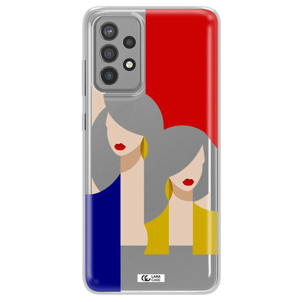 Abstract Two Female Portrait Samsung A72 Clear TPU Case