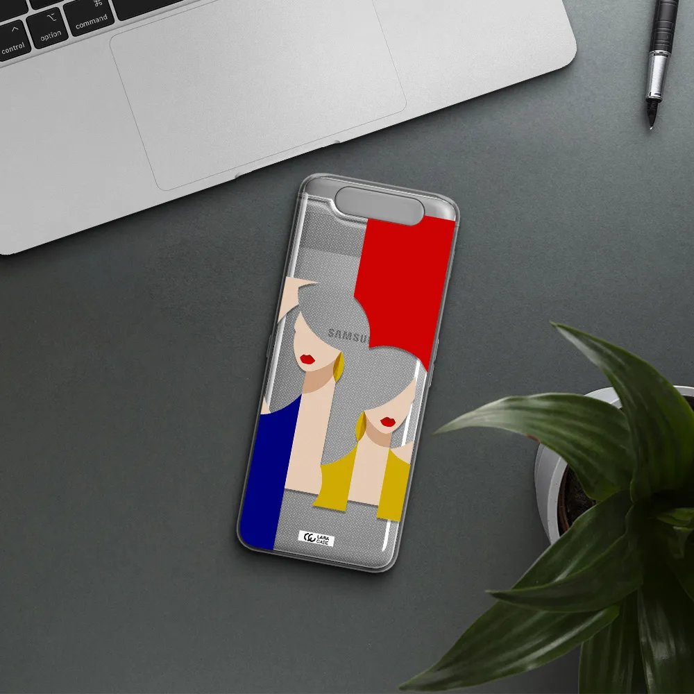 Abstract Two Female Portrait Samsung A80 Clear TPU Case