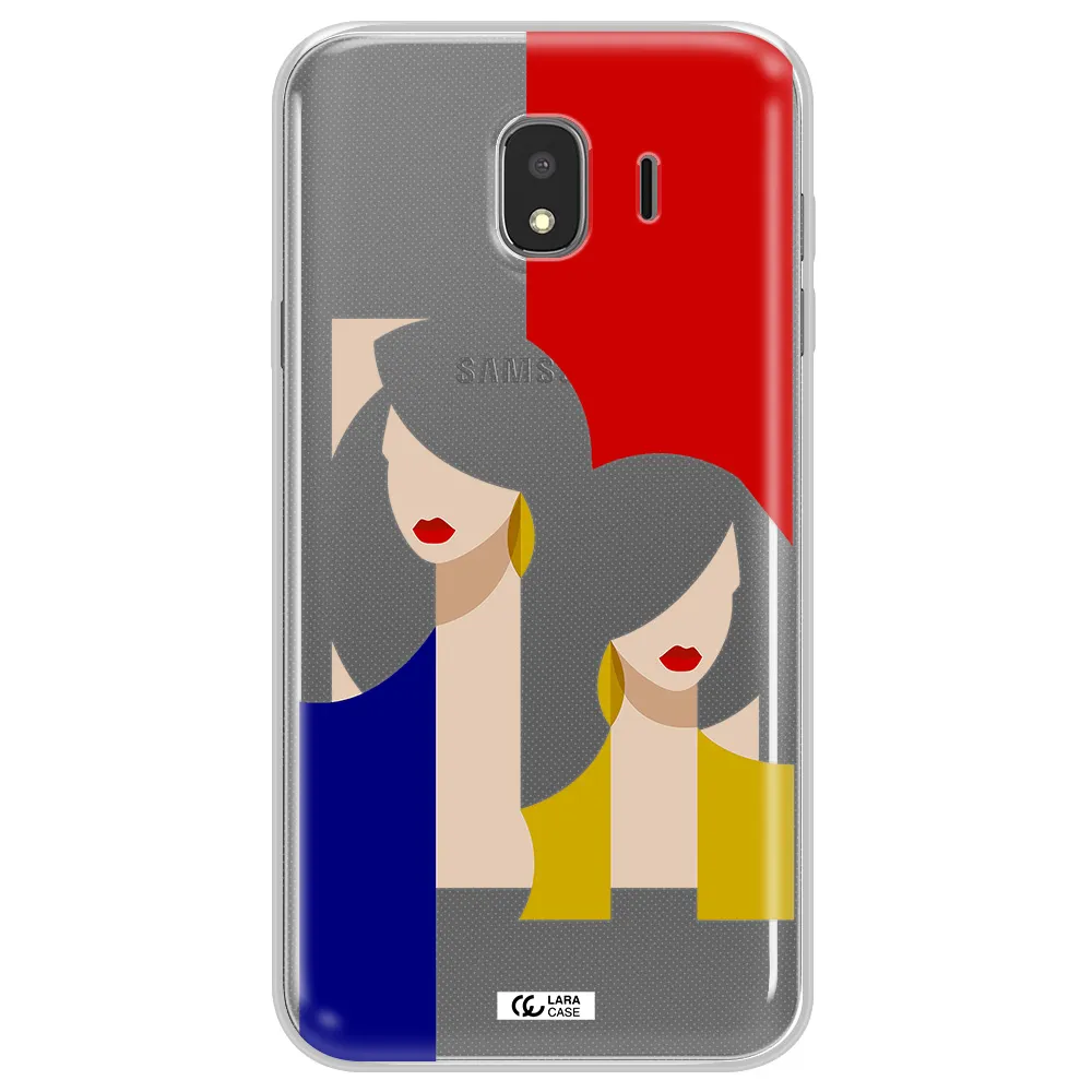 Abstract Two Female Portrait Samsung J4 Clear TPU Case