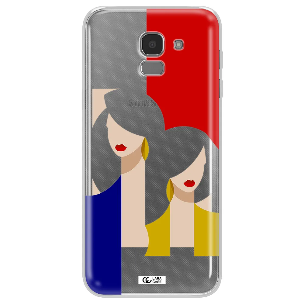 Abstract Two Female Portrait Samsung J6 Clear TPU Case