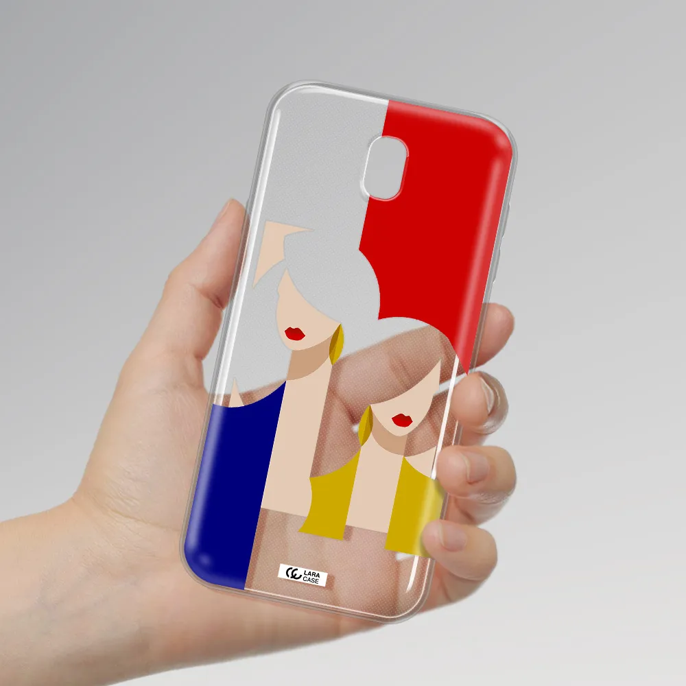 Abstract Two Female Portrait Samsung J7 Pro Clear TPU Case