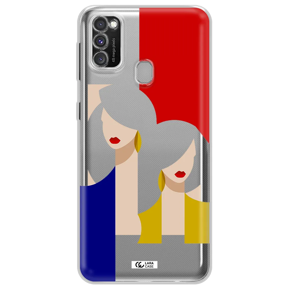 Abstract Two Female Portrait Samsung M30S Clear TPU Case
