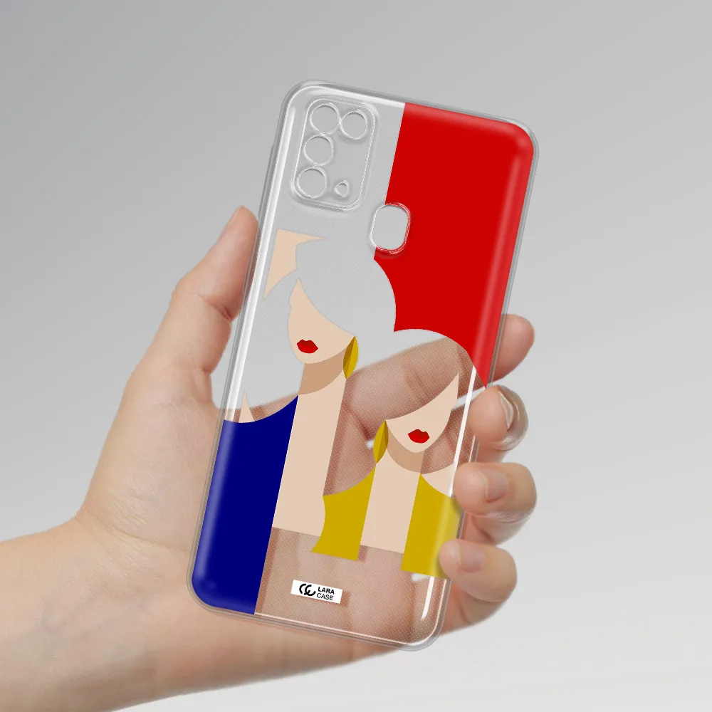 Abstract Two Female Portrait Samsung M31 Clear TPU Case