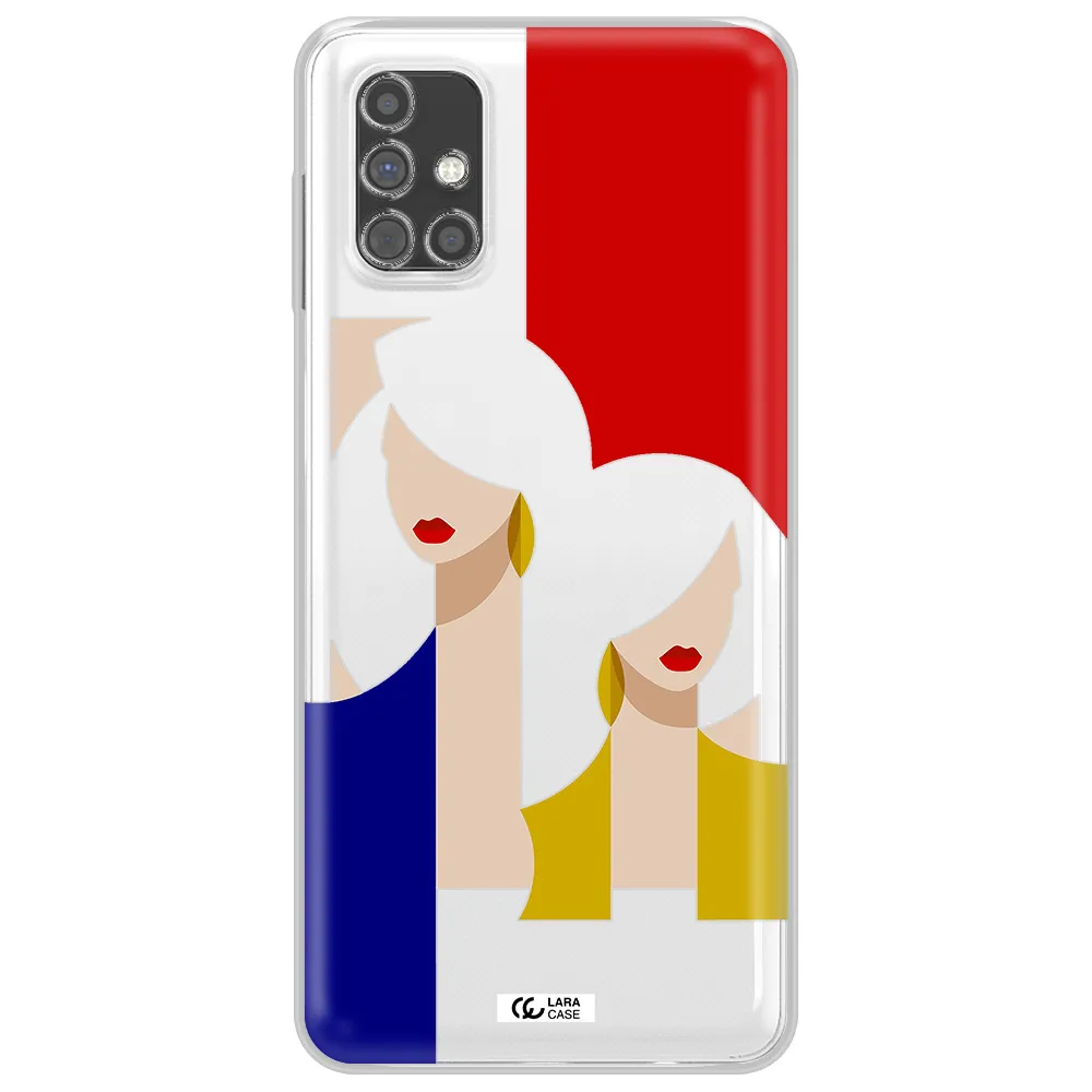 Abstract Two Female Portrait Samsung M31S Clear TPU Case