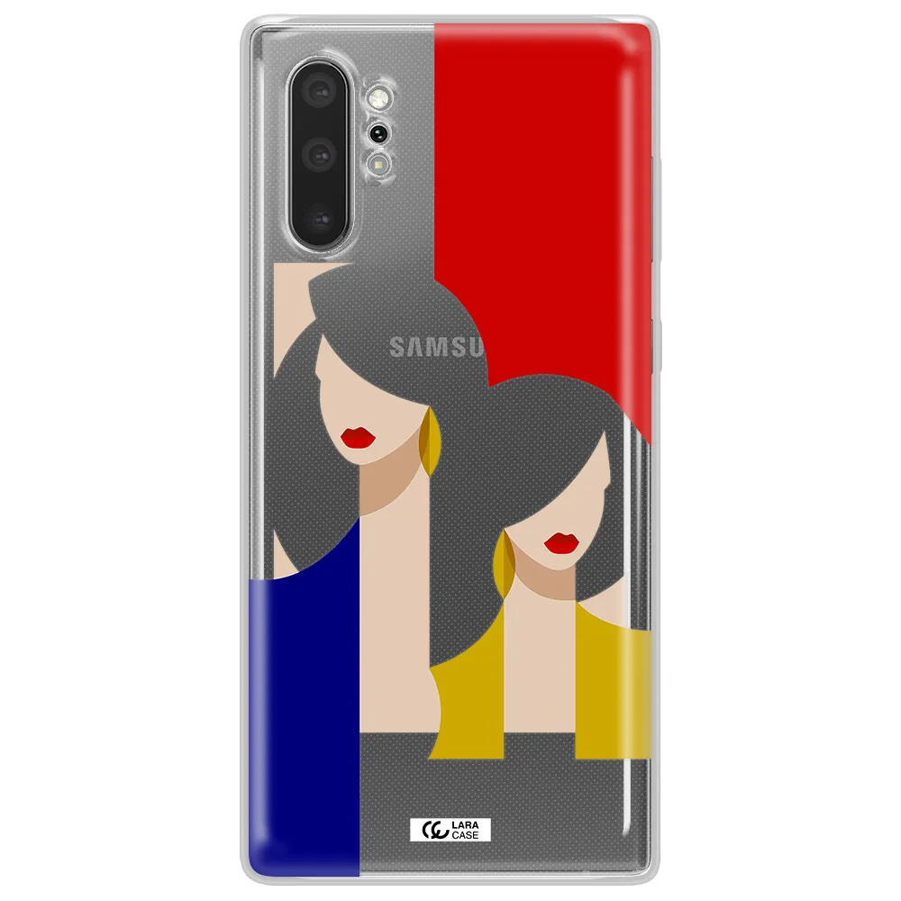 Abstract Two Female Portrait Samsung Note 10 Plus Clear TPU Case