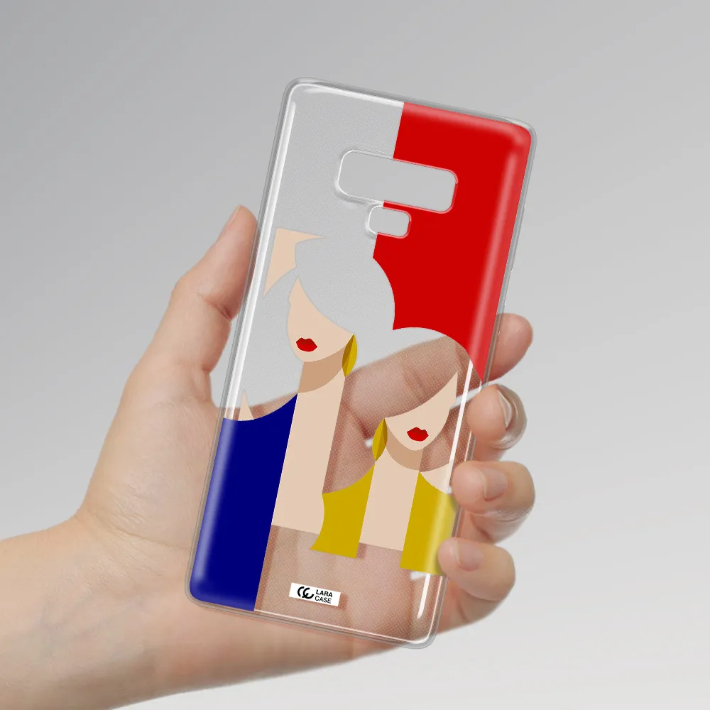 Abstract Two Female Portrait Samsung Note 9 Clear TPU Case