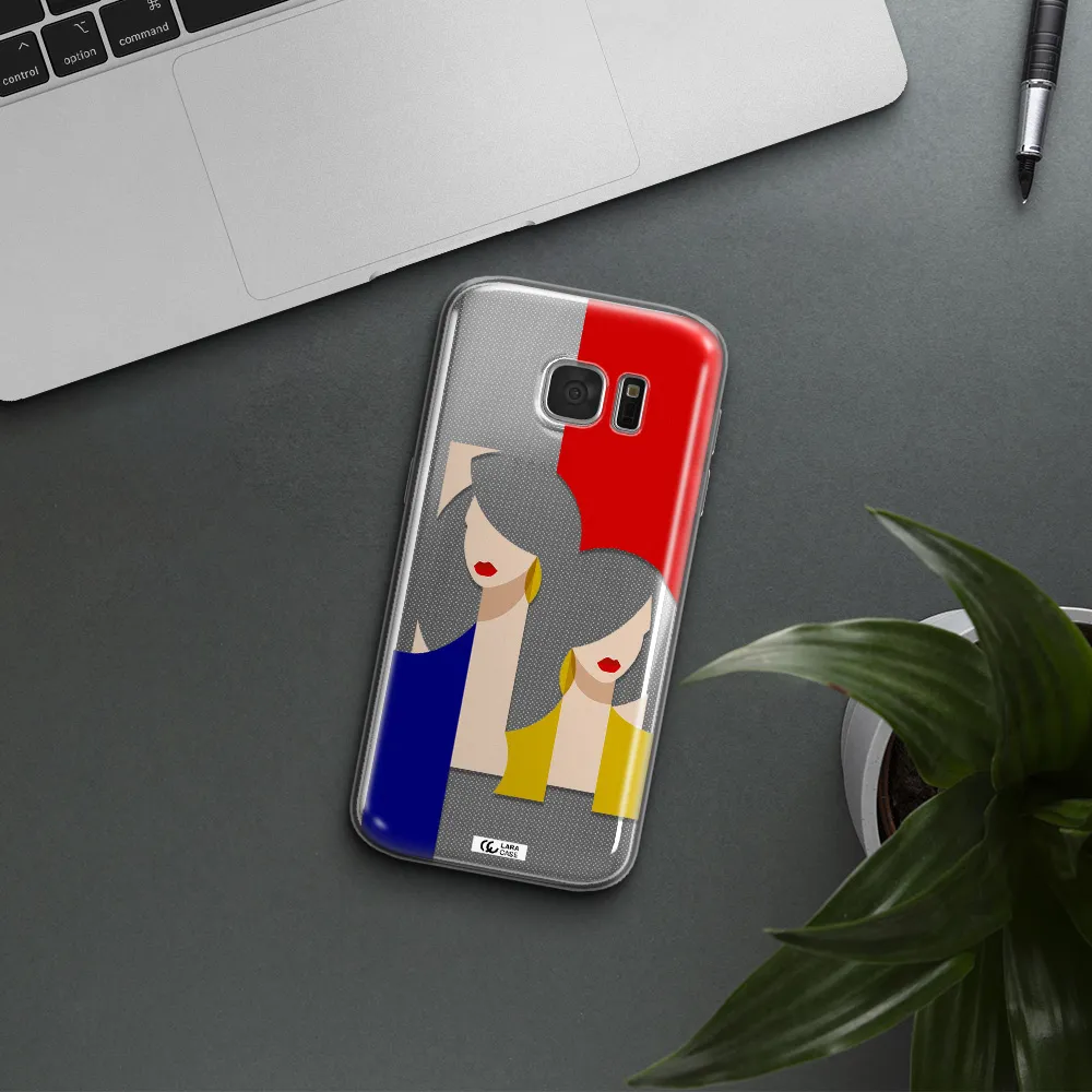 Abstract Two Female Portrait Samsung S 7 Clear TPU Case