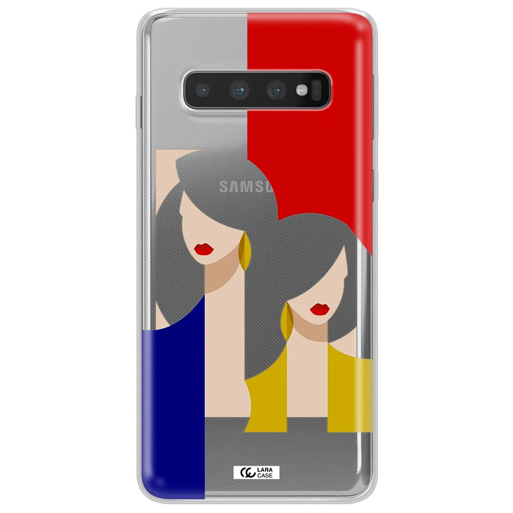 Abstract Two Female Portrait Samsung S10 Plus Clear TPU Case