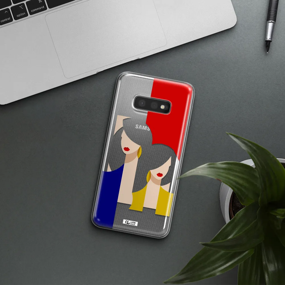 Abstract Two Female Portrait Samsung S10e Clear TPU Case