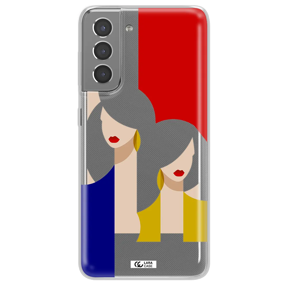 Abstract Two Female Portrait Samsung S21 Plus Clear TPU Case