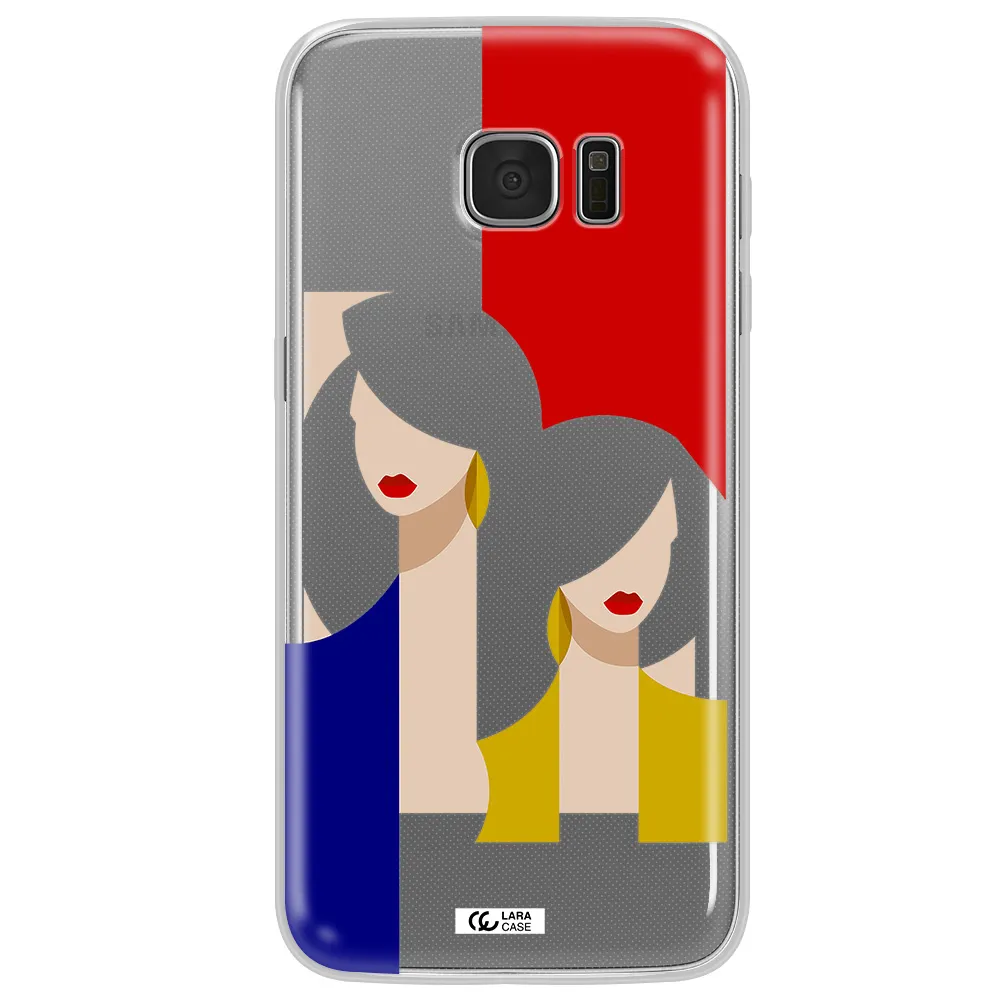Abstract Two Female Portrait Samsung S7 Edge Clear TPU Case