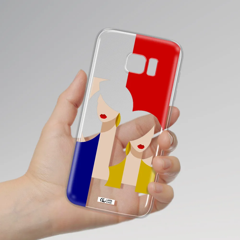 Abstract Two Female Portrait Samsung S7 Edge Clear TPU Case