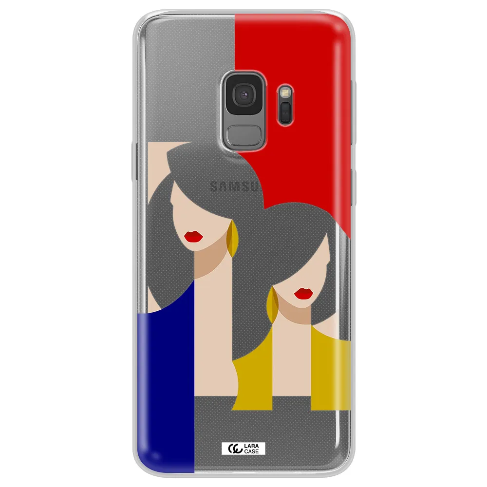 Abstract Two Female Portrait Samsung S9 Clear TPU Case
