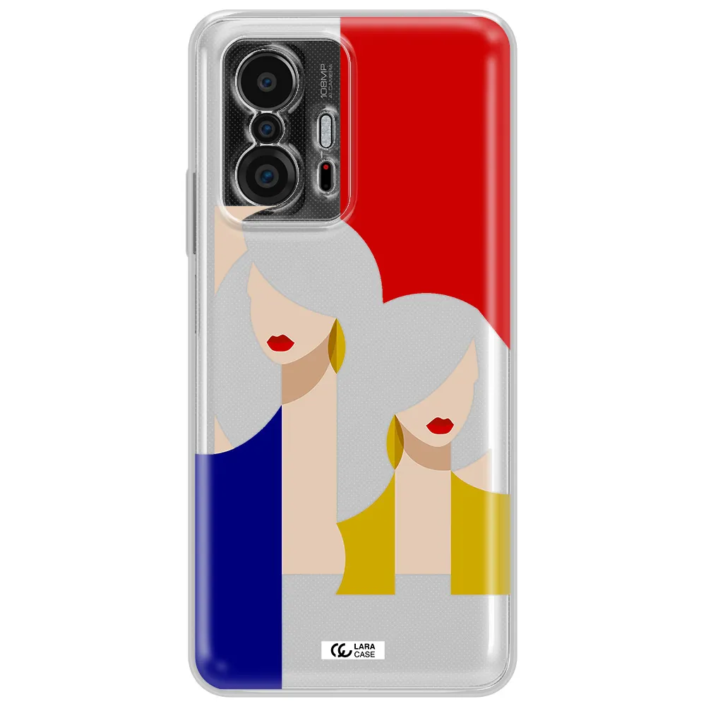Abstract Two Female Portrait Xiaomi 11T Clear Tpu Case