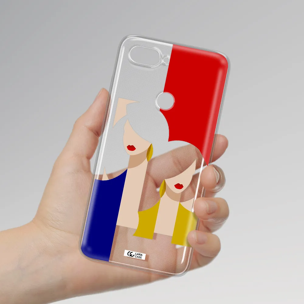 Abstract Two Female Portrait Xiaomi Mi 8 Lite Clear TPU Case