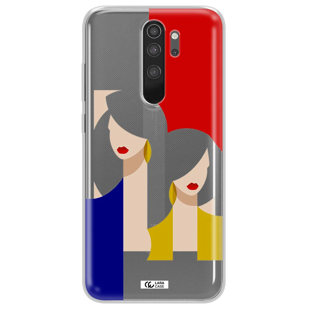 Abstract Two Female Portrait Xiaomi Note 8 Pro Clear TPU Case