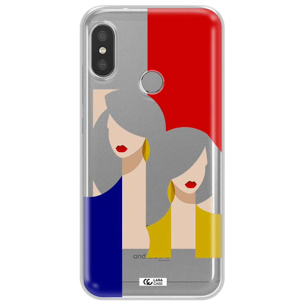 Abstract Two Female Portrait Xiaomi Redmi 6 Pro Clear TPU Case