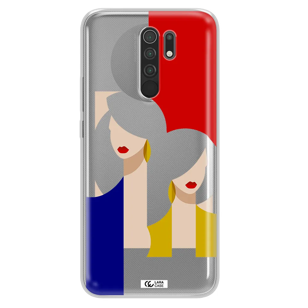 Abstract Two Female Portrait Xiaomi Redmi 9 Clear TPU Case