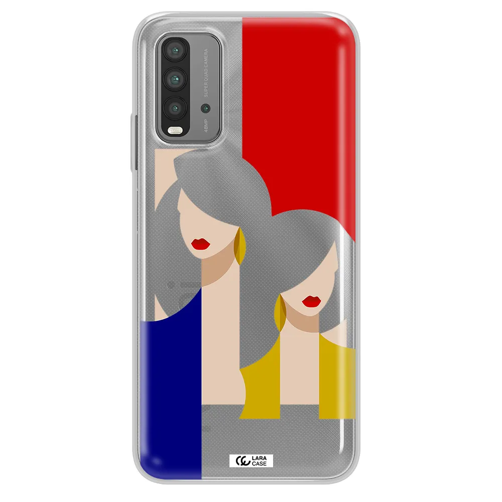 Abstract Two Female Portrait Xiaomi Redmi 9T Clear TPU Case