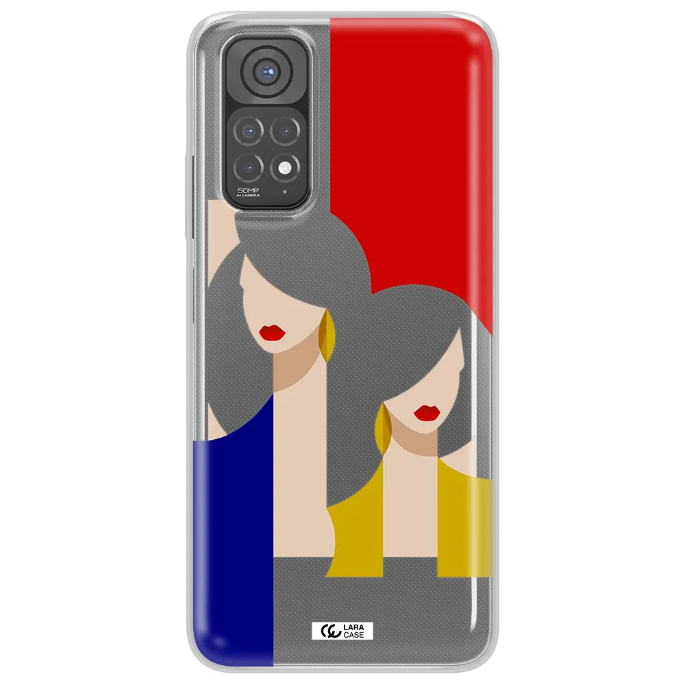 Abstract Two Female Portrait Xiaomi Redmi Note 11 Clear TPU Case