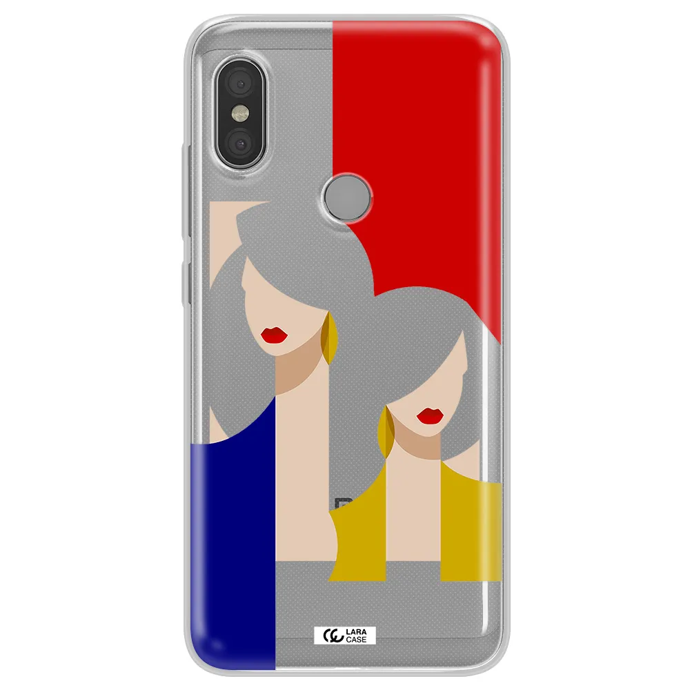 Abstract Two Female Portrait Xiaomi Redmi Note 6 Pro Clear TPU Case